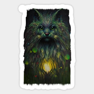 Abstract Mystical Cat Fantasy Art Sticker